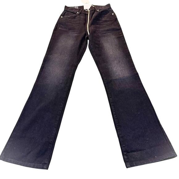 Revice Long Zipper Front Black Denim Distressd Straight Jean Size 28 NWT - Picture 2 of 8